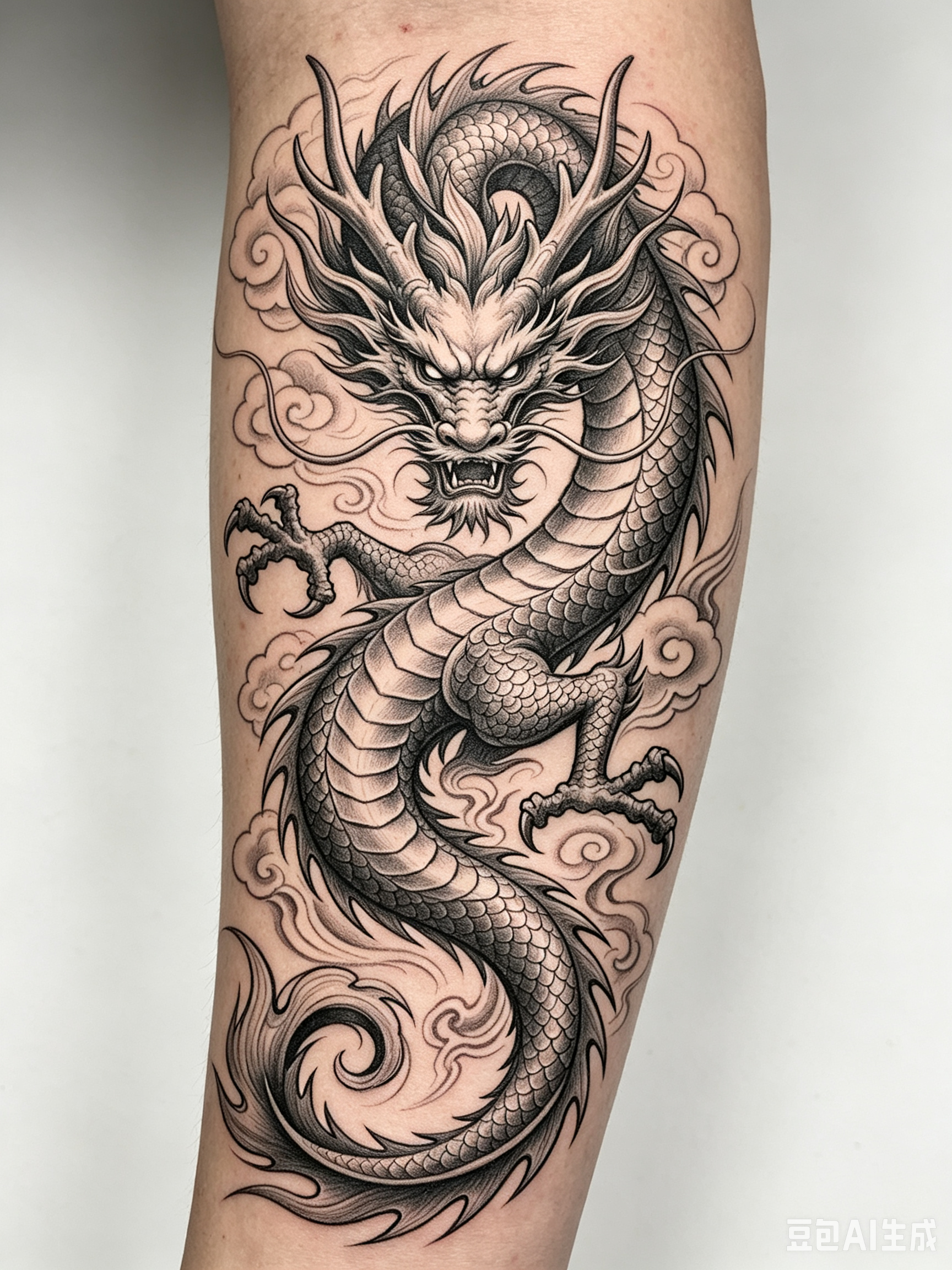 手臂青龙纹身