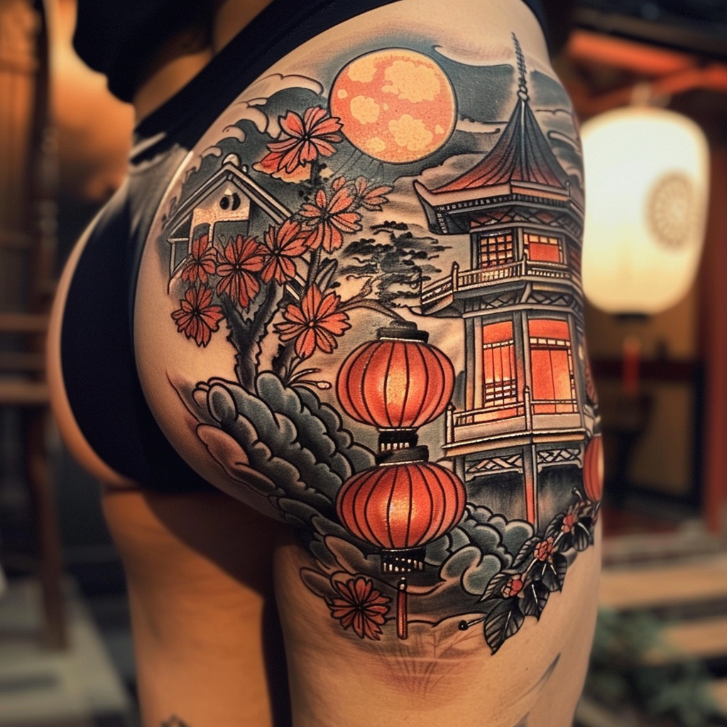 灯笼纹身图案：一盏暖光，照彻归途