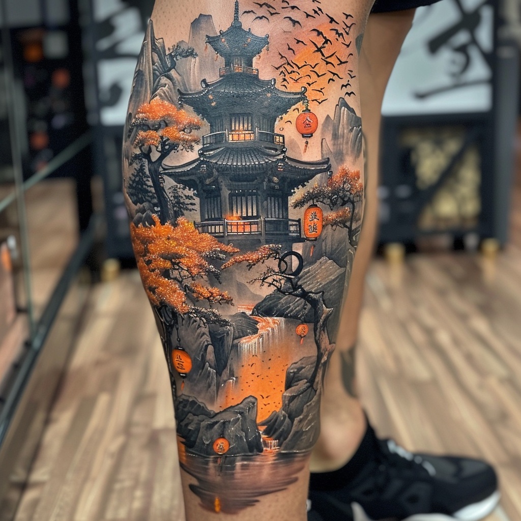 灯笼纹身图案：一盏暖光，照彻归途