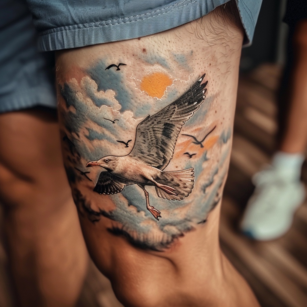 海鸥纹身图案：迎风之翼，自由为名