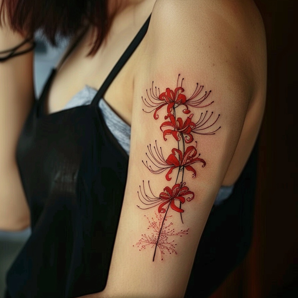 彼岸花纹身图案：开在生死之间的赤色妖花