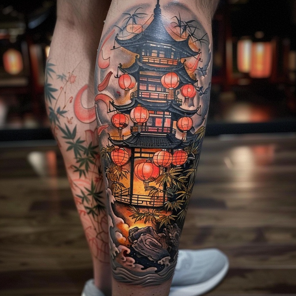灯笼纹身图案：一盏暖光，照彻归途