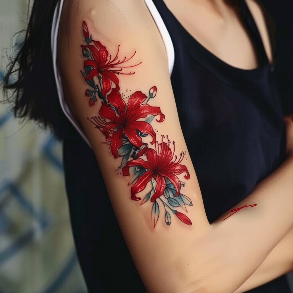 彼岸花纹身图案：开在生死之间的赤色妖花