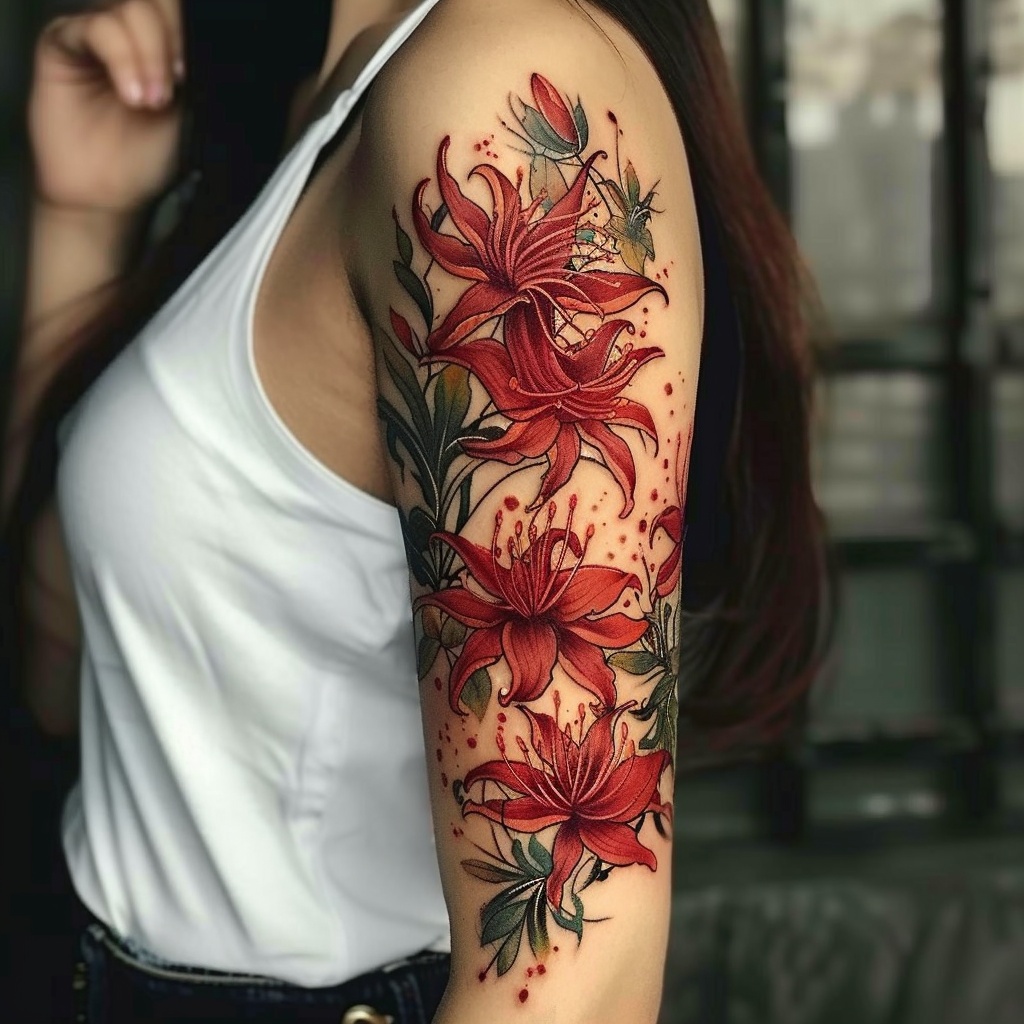 彼岸花纹身图案：开在生死之间的赤色妖花
