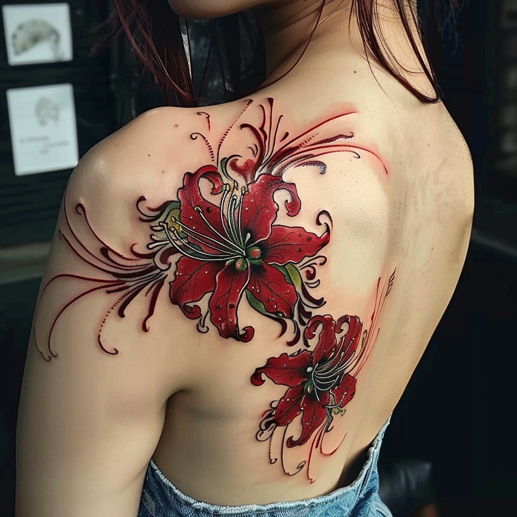 彼岸花纹身图案：开在生死之间的赤色妖花