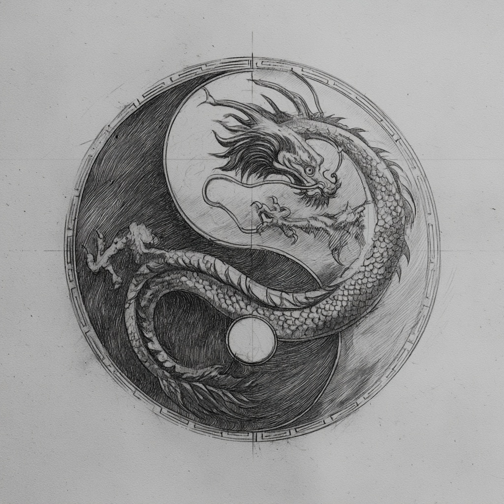八卦图+龙手稿